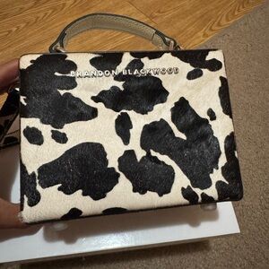 Brandon Blackwood Black and White Cow Print Mini Bag
